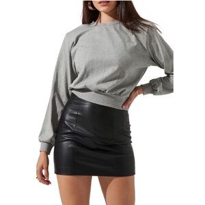 Astr Gray Long Sleeve Top